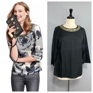 Boden Embellished Eliza Top Black 8 Medium M
